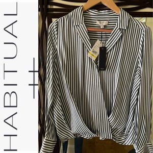 🔥SALE! NWT Habitual brand striped faux wrap blouse